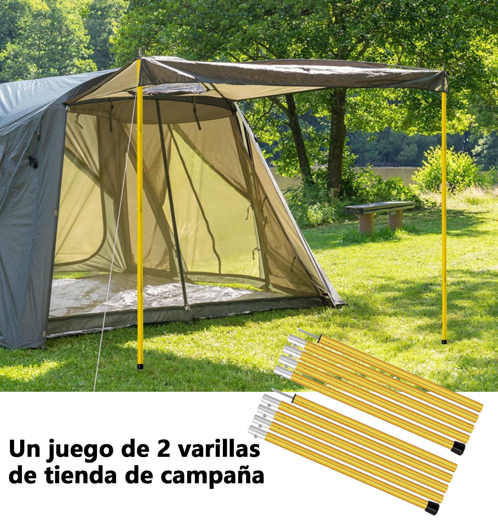 KOMCLUB Juego de 4 barras telescópicas de aluminio para carpa, ligeras, ajustables, de repuesto, para camping, deportes al aire libre, 1,9 m
