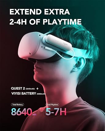 VIYISI Battery Pack for Oculus Quest 2, 5000mAh Portable Charger Accessories for Meta Quest 2 Headset, Power Bank for VR Quest 2 Original Strap, Fast Charging Extend Extra 2-4H Playtime