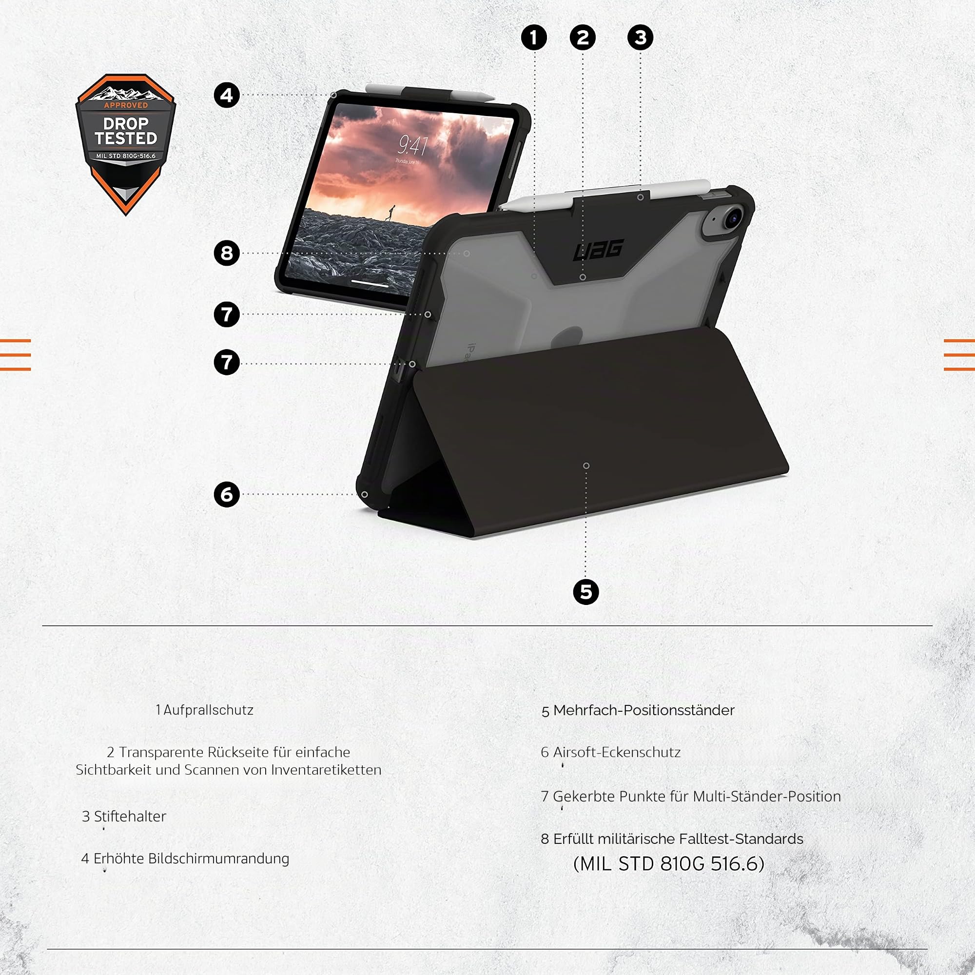 URBAN Armor Gear Plyo Case für iPad 10.9 & 11 (2022-2025) Hülle Schwarz