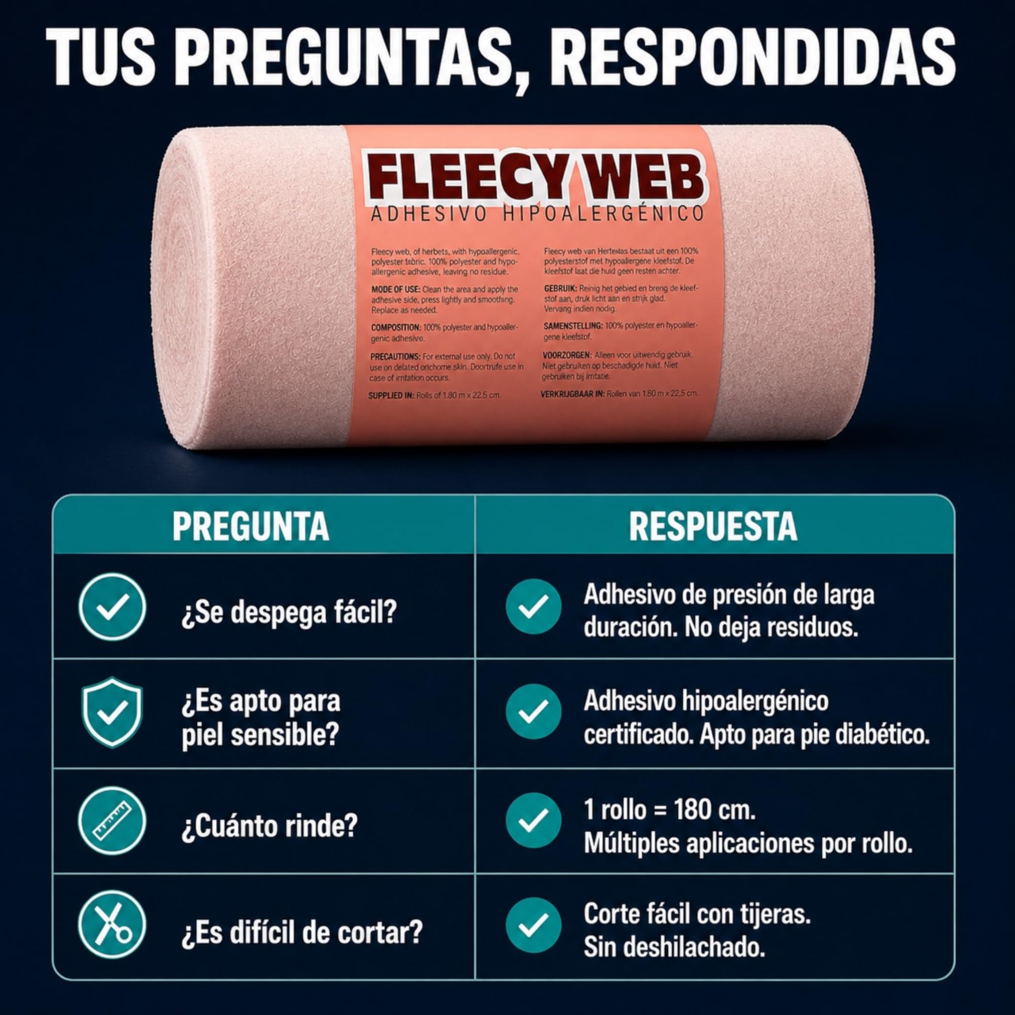 Fieltro Adhesivo 1 Rollo de 1.5mm. Almohadillas para Pies Ante Rozaduras y Úlceras Protección Plantar. Fieltro Adhesivo Podologia Recortable para Pie Diabetico. Útil para Juanetes y Talones.