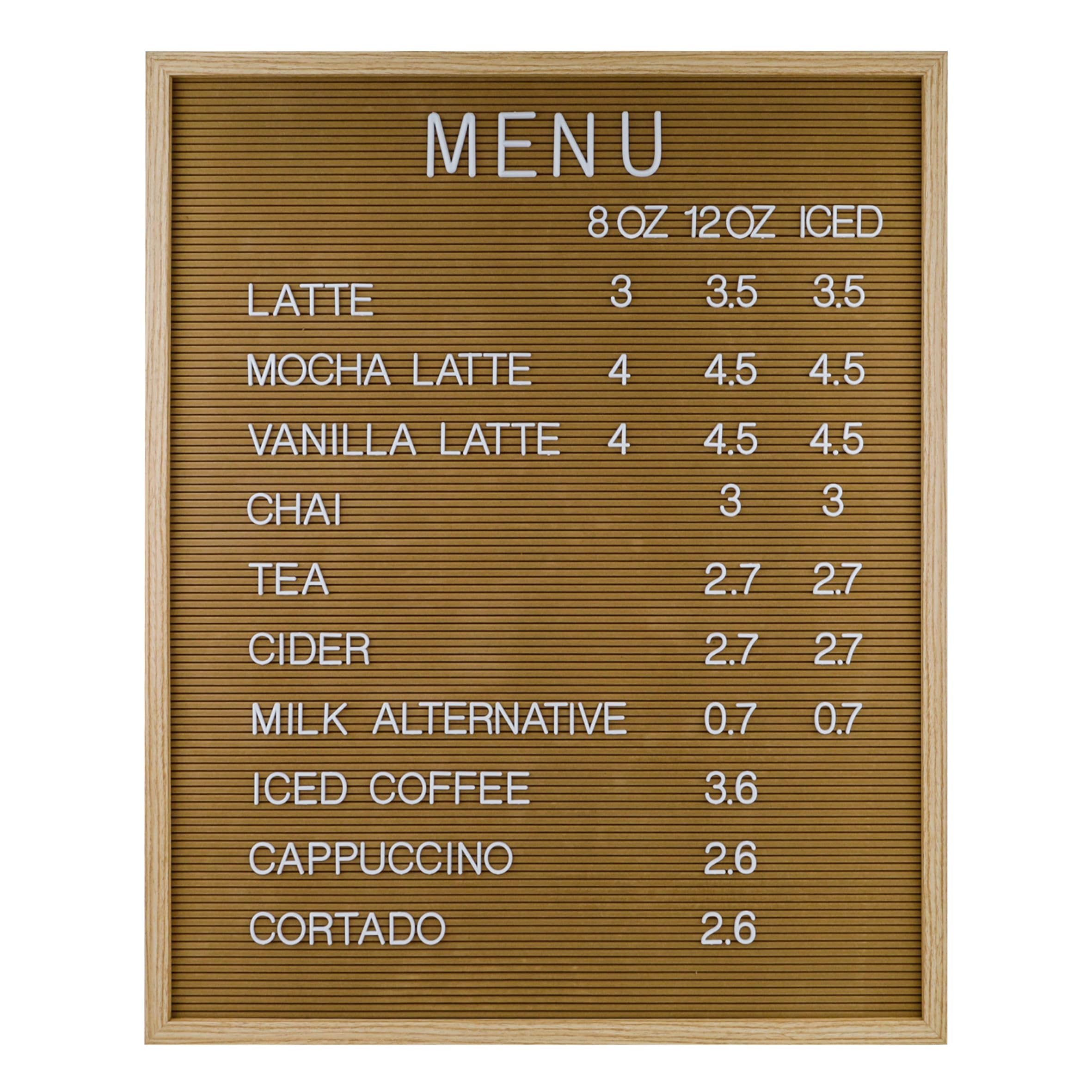 C CRYSTAL LEMON Letter Board 61 × 76 cm – Cappuccino – 966 Felt Letters – Large Letter Board Sign – Menu Board for Restaurant or Food Truck – Board with Letters Changeable – Felt Letter Board — image 1