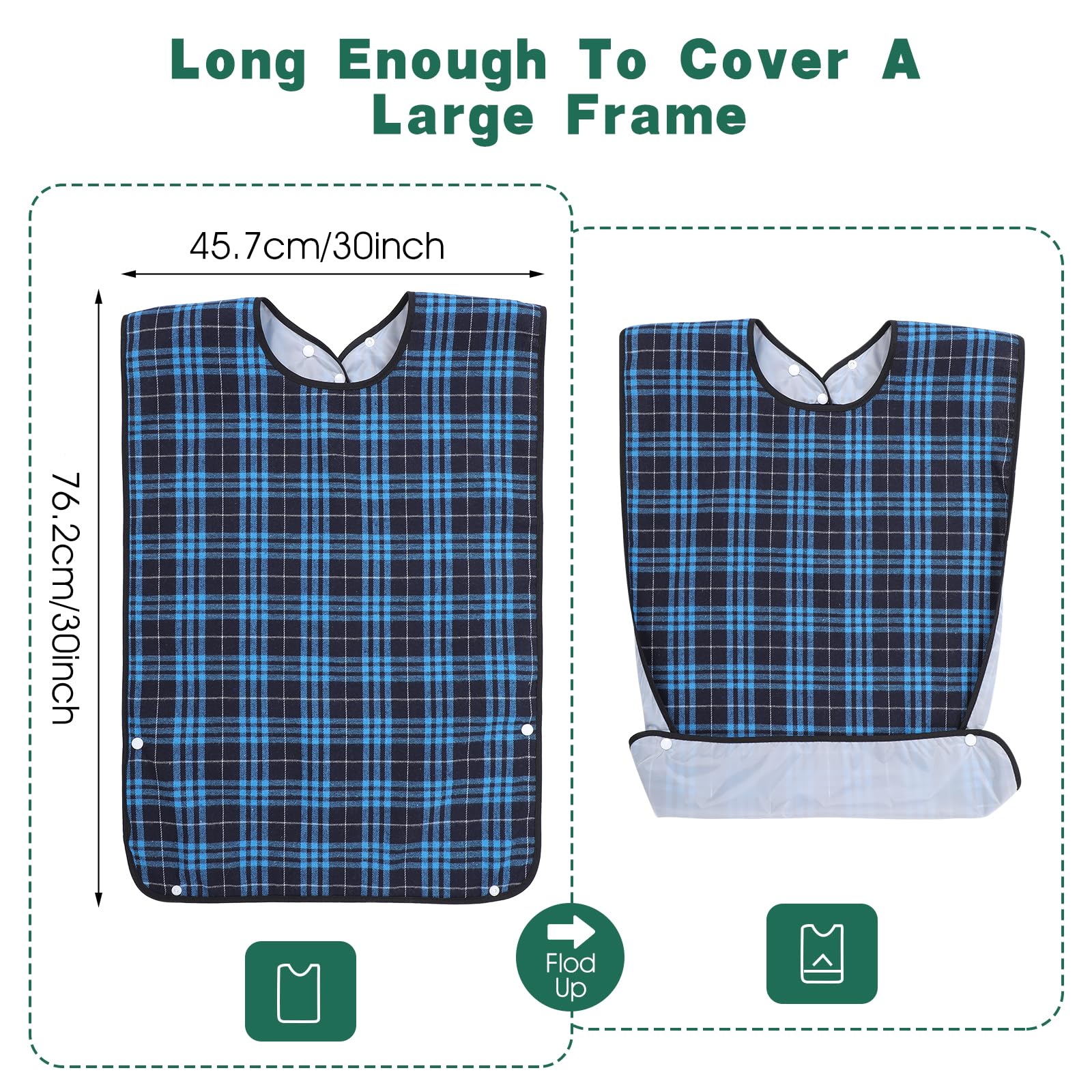 JOUTYFOR 3 Packs Adult Bibs for Men - Reusable Bibs for Adult Eating, Clothing Protector with Crumb Catcher, Waterproof & Machine Washable Large Bids for Elderly Seniors Gifts for Men/Dad/Father