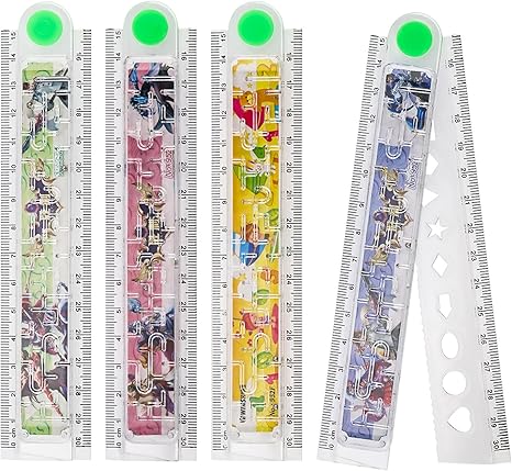 3x Faltbare Lineale 30 Cm - Transparent & Mit Wellenlinien