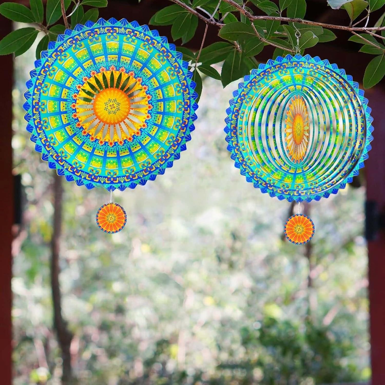 Mandala Wind Spinner 3D Rotating - Vibrant Color Kinetic Outdoor Garden Decor Weather-Resistant Sun Catcher for Patio Lawn & Yard