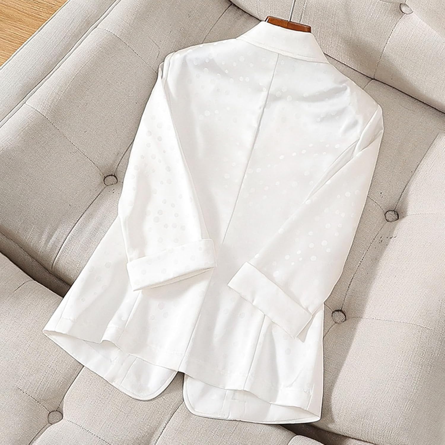 Plus Size 3/4 Length Sleeve Blazer Coat for Women Notch Lapel Jacket Fashionable Blazers Dots Print Suit Jackets