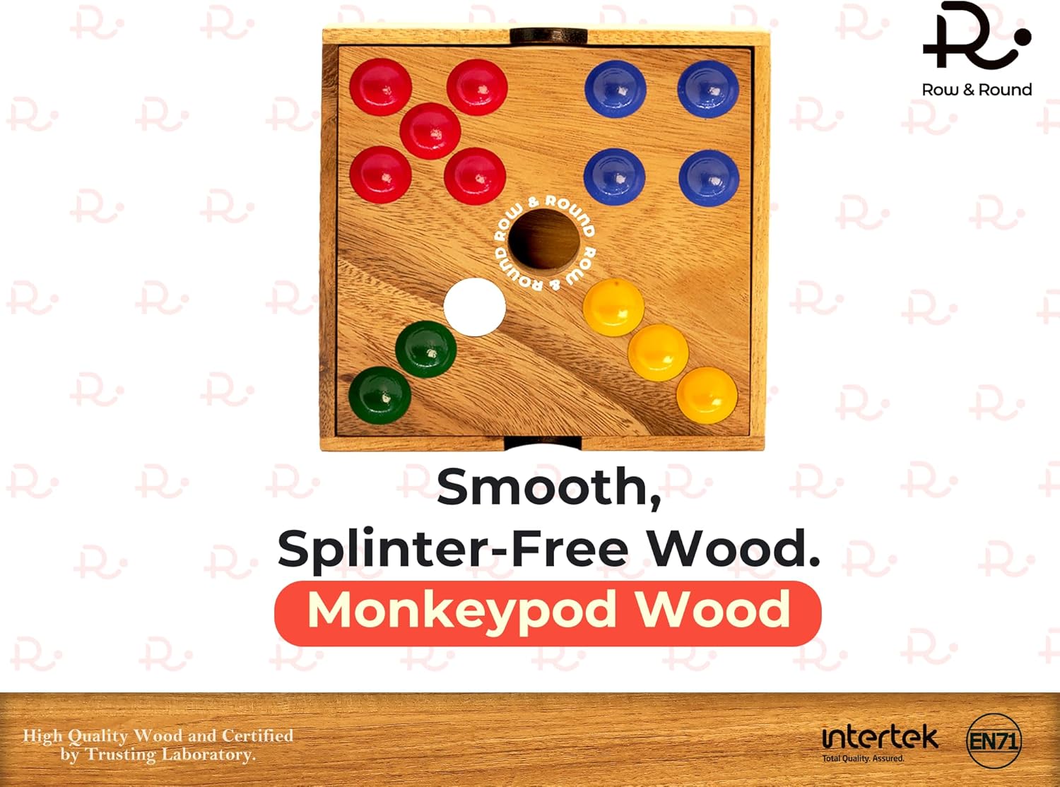 Row & Round Wooden Pig Hole Boardgame – Classic Wood Game for Party Gathering Tabletop Dice Games with Solid Board with PLA Satin 60 Piggies for Table or Outdoor & Indoor 7.28x7.28x1.57 Inch