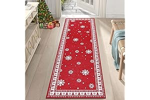 Non-Slip, Stain-Resistant Washable Holiday Runner Rug