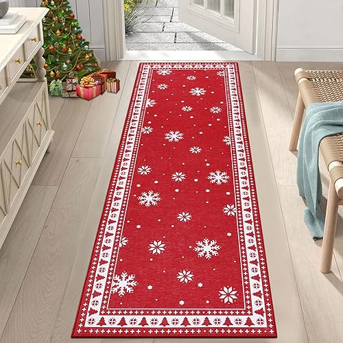 HiiARug Alfombra de pasillo de 2 x 6 pies, alfombra roja lavable, antideslizante, alfombra para interiores, para pasillo, entrada, lavandería,