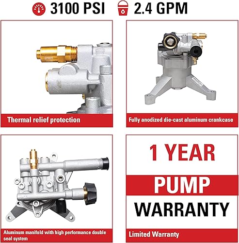 Miniatura 4 de OEM Technologies - Kit de bomba de leva axial + manguera de lavado a presión Simpson MorFlex Series, 25 pies