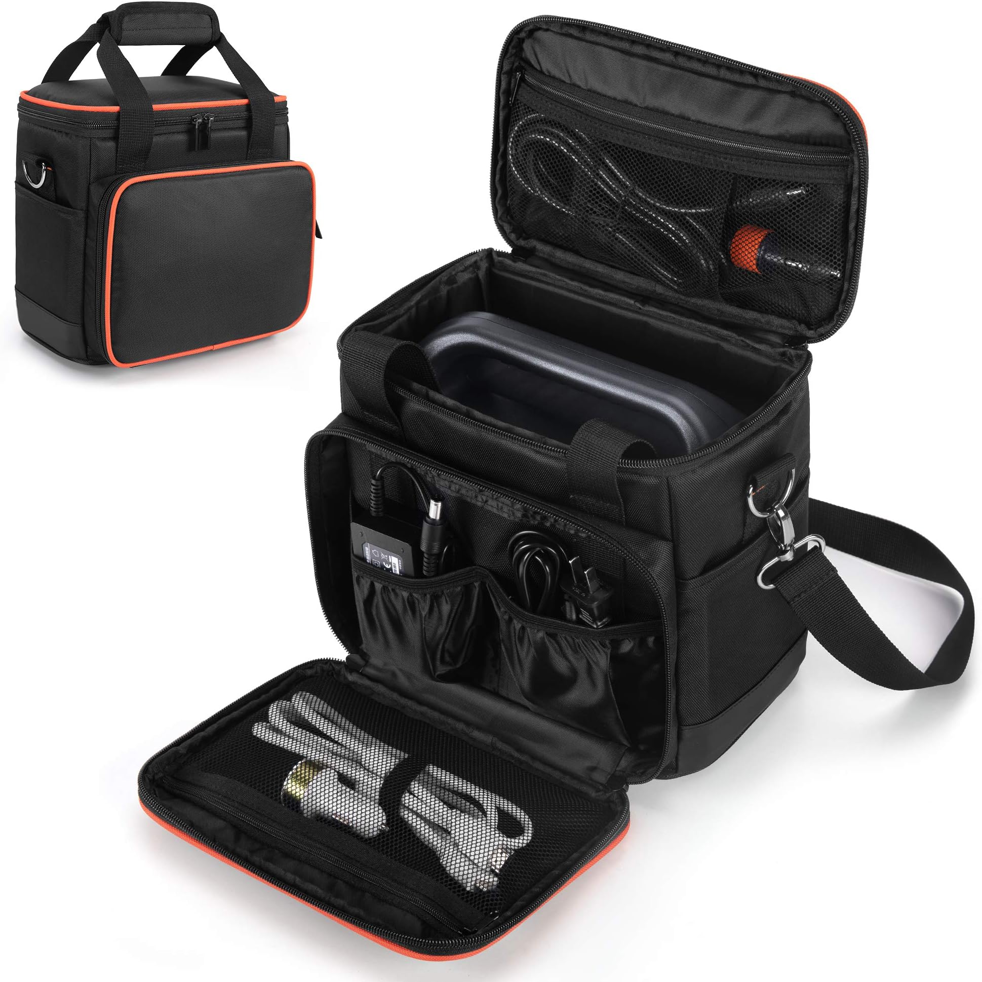Trunab Travel Carrying Bag Compatible with Jackery Portable Power Station Explorer 160/240/300, Storage Case with Waterproof PU Bottom and Front Pockets for Charging Cable and Accessories
