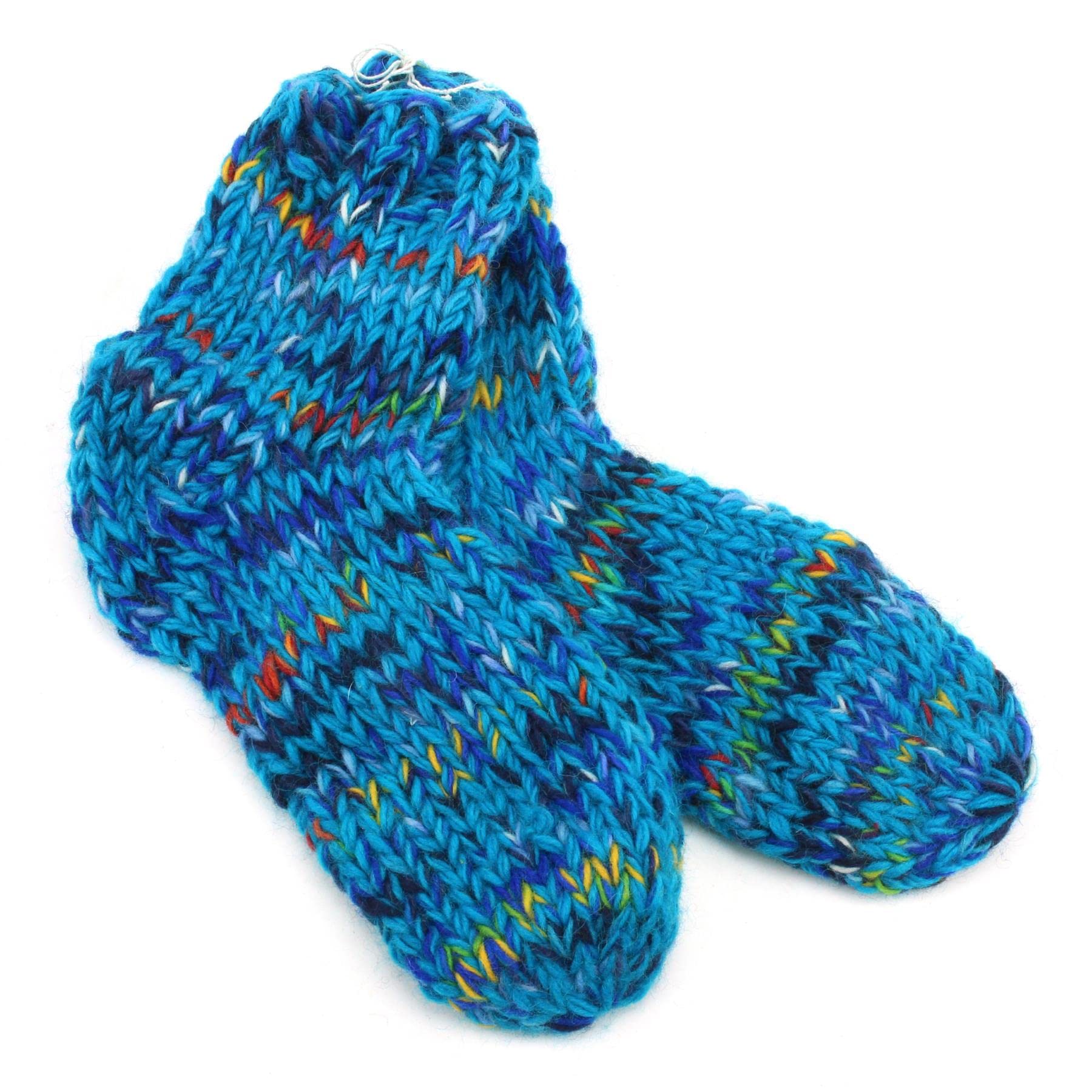 Loudelephant Unisex Sd Bright Blue Mix Hand Knitted Wool Ankle Socks
