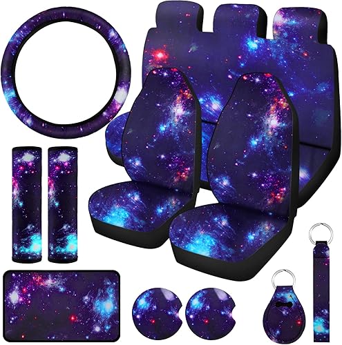 Frienda 15 piezas Galaxy - Funda universal para asiento de automóvil, accesorios de automóvil Star Space Galaxy para reposacabezas separados,