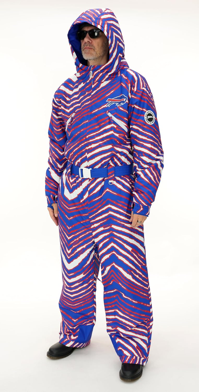 Zubaz NFL Men and Women's Zebra Striped Team Color Tundra Tux Snowsuit (Small - 3XL) - Image 2