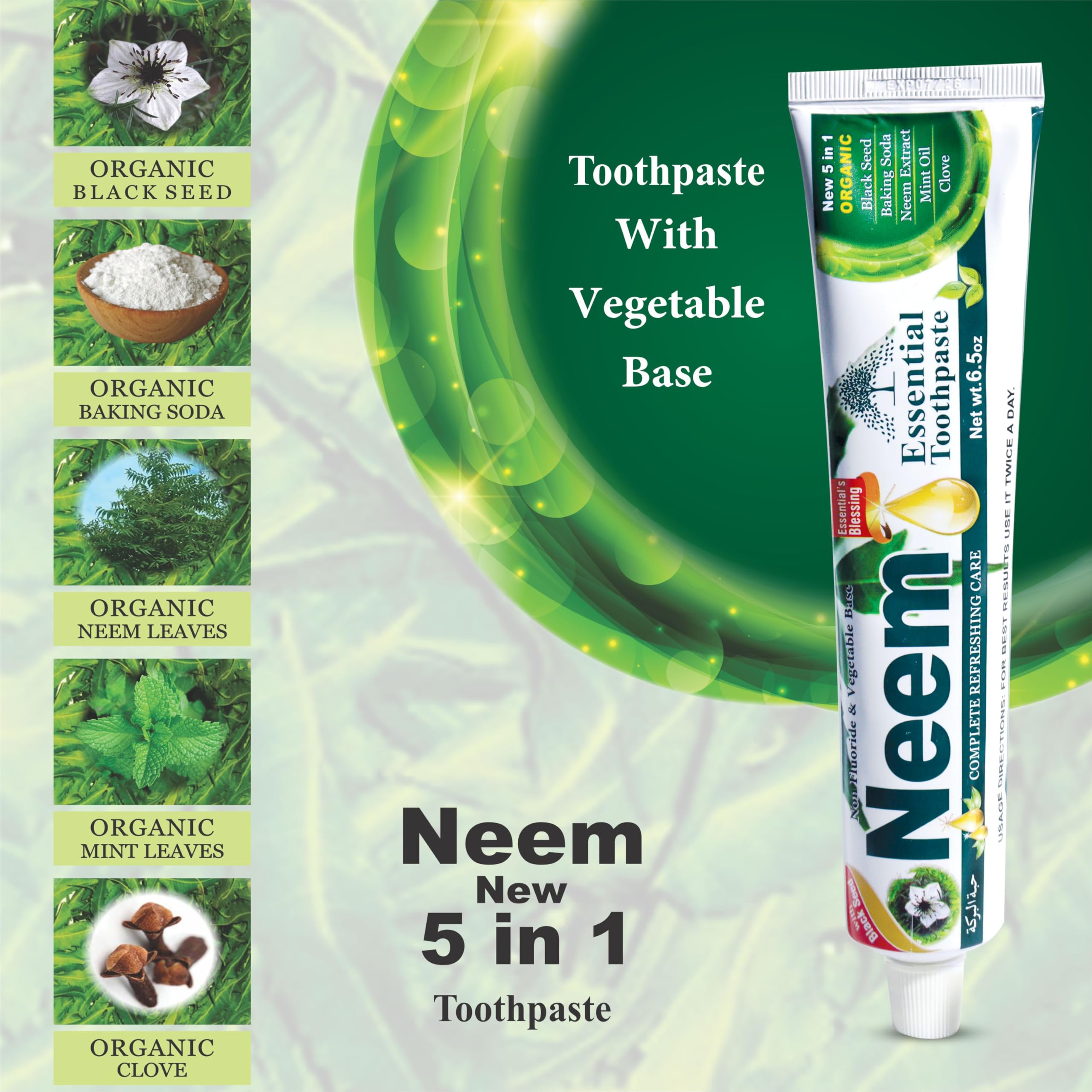 NEEM ESSENTIAL TOOTHPASTE NEW 5 IN 1 FORMULA 6 PACK