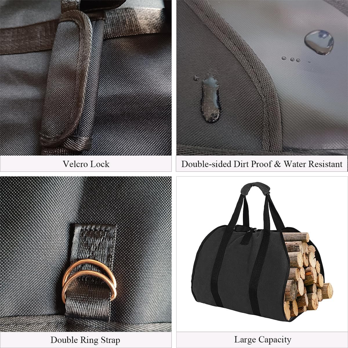 Bolsa para Leña Impermeable y Plegable, Gran Capacidad para Transporte y Almacenamiento de Troncos, para Chimenea, Estufa de Leña, Interior, Exterior, Fogatas y Acampada