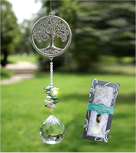 Colgante de cristal para colgar en el jardín, diseño de prismas de cristal, ideal para decoración del hogar, regalo para mamá, amigos, abuela. Árbol