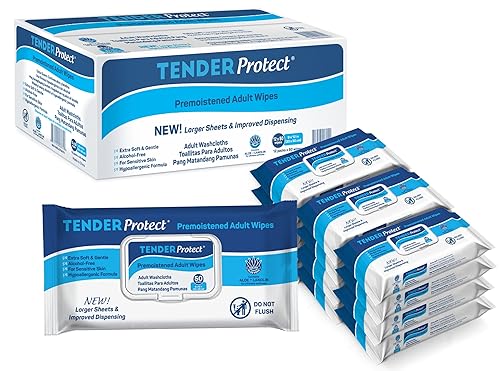 TENDERProtect Toallitas para adultos con aloe paño extra grande 9 x 12 para incontinencia y limpieza personal 600Cs