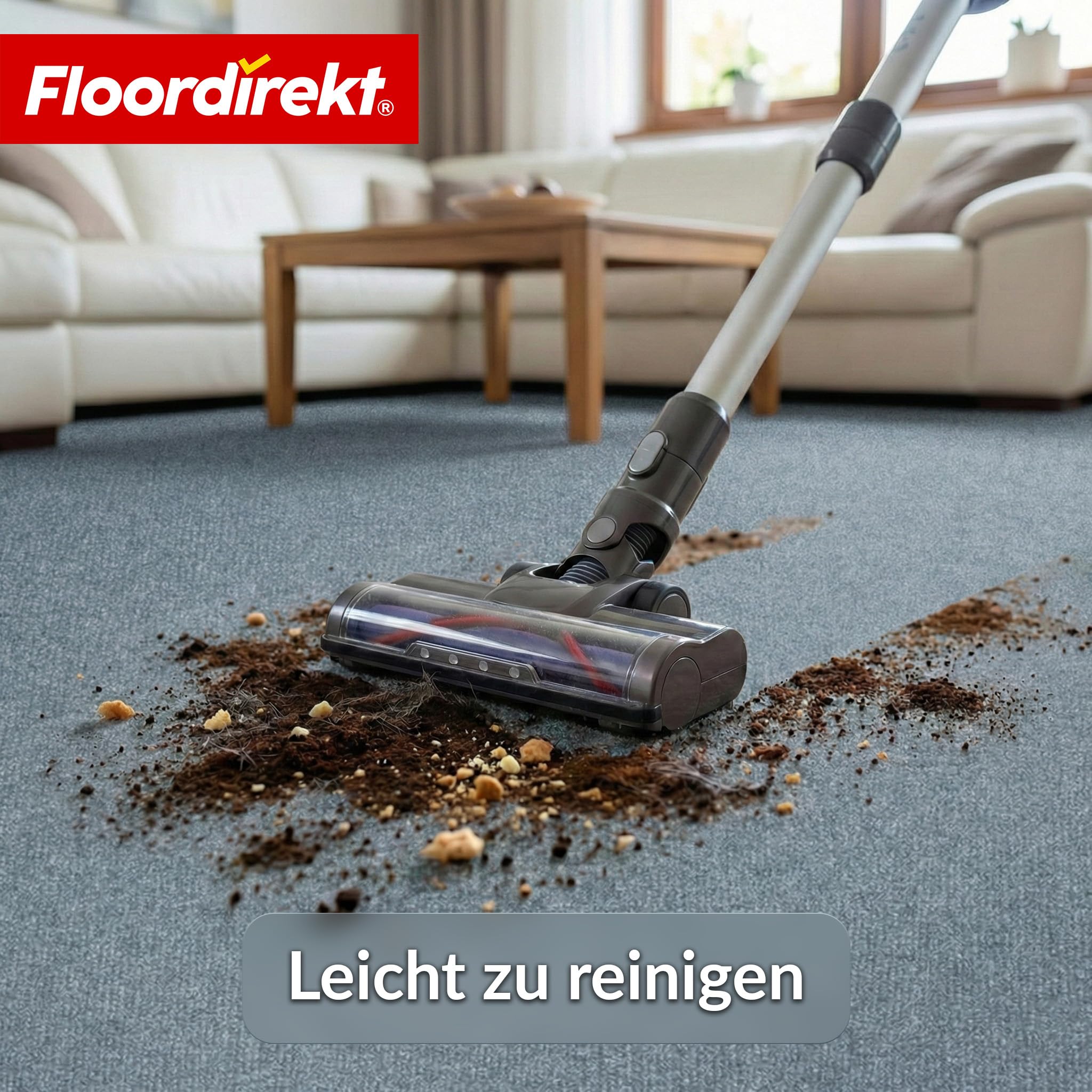 Floordirekt Wykładzina podłogowa z włókniny igłowanej 200 x 400 cm – wytrzymały dywan z piankowym spodem, izoluje odgłosy kroków i zimno, możliwość indywidualnego przycięcia, do salonu i biura, szary
