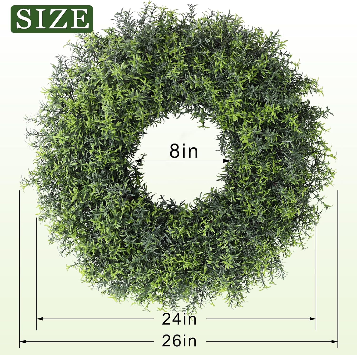 26" Large Artificial Rosemary Wreath for Front Door - UV Resistant Realistic Rosemary Plant, Fake Spring/Summer Greenery Wreath for Wall Window Farmhouse Fireplace Decor - Image 5
