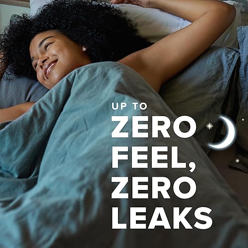 Miniatura 7 de Always Algodón puro, almohadillas femeninas para mujer, talla 5, absorción extra pesada durante la noche, paquete múltiple, con espuma flexible, con