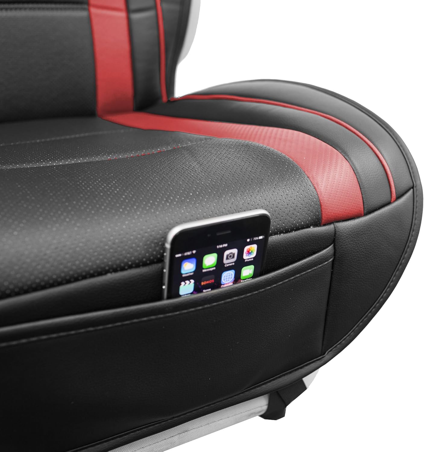 Automotive Seat Cushions Red Black Universal Fit Leatherette fits Most Cars, SUVs, and Trucks, Airbag Compatible FH Group PU208REDBLACK102 : Automotive