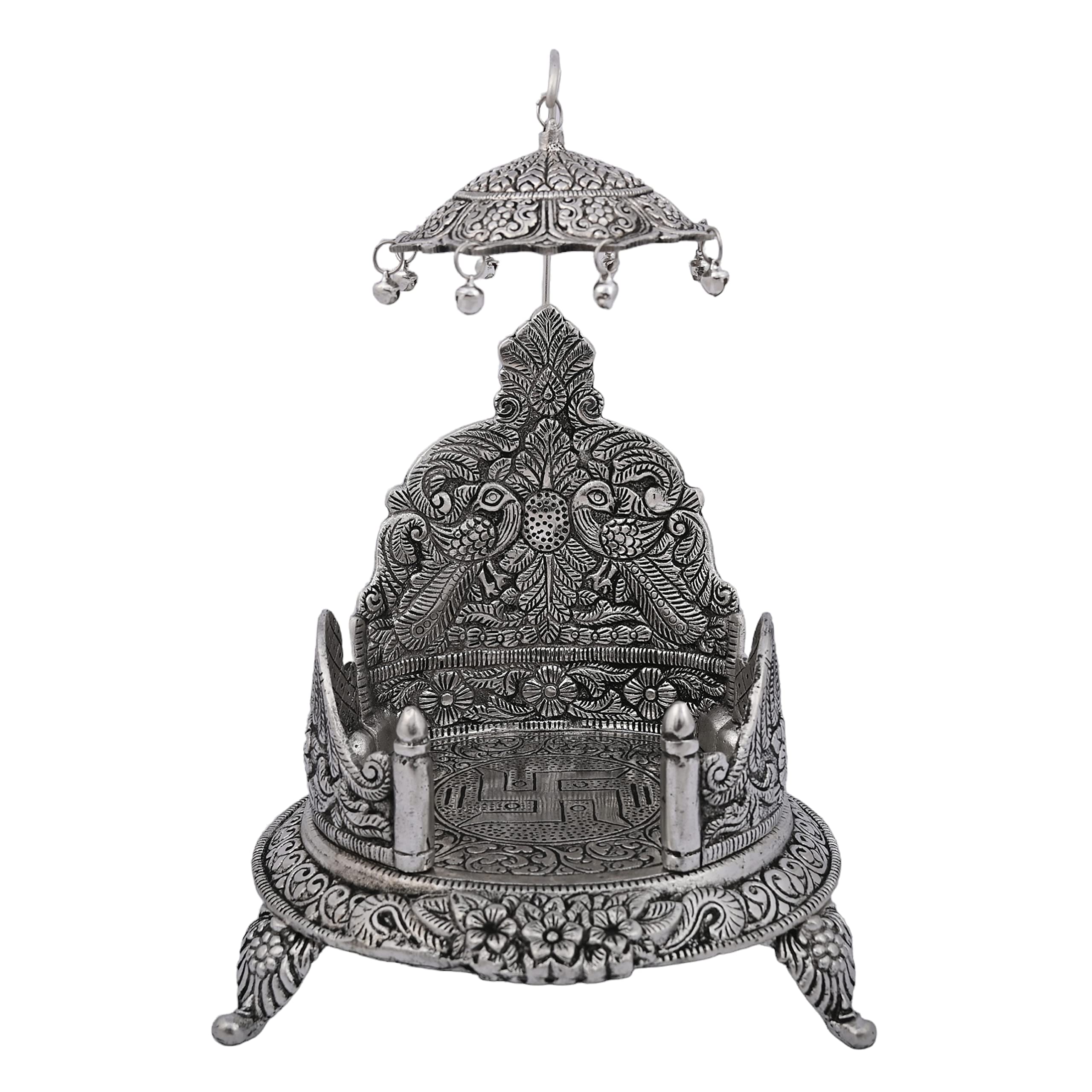 Crafting Love a Beautiful Silver Round Medium Singhasan/Bed | Indian Singhasan for Gods Idol.