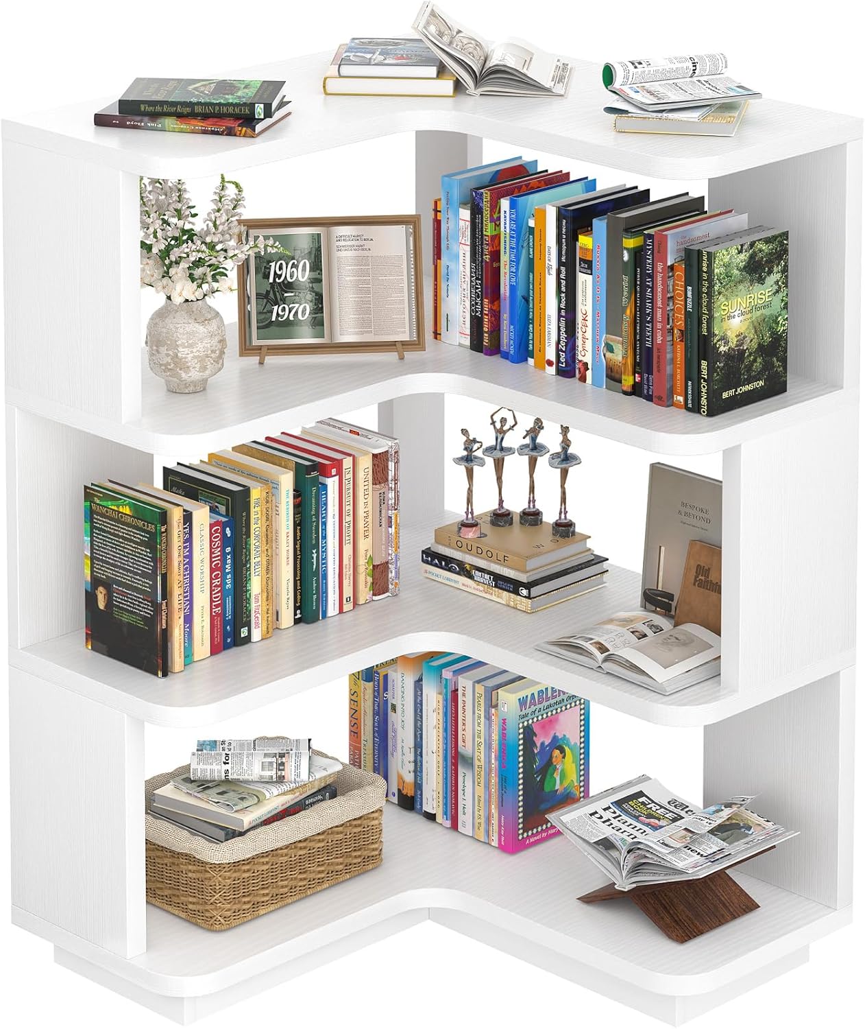 CornerRise Corner Shelf Unit for Office Space Optimization with Open Tiers