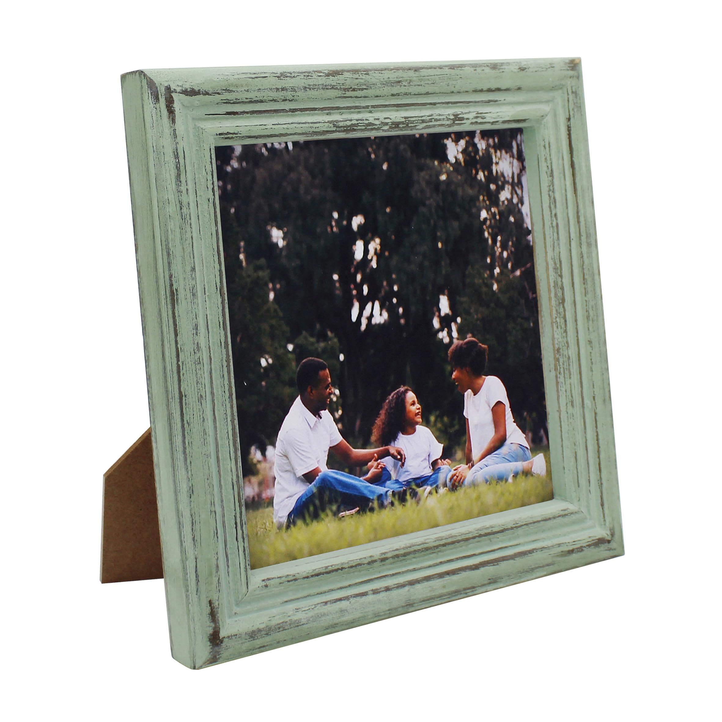 CVHOMEDECO. 6x6 Picture Frame Made of Solid Wood High Definition Glass Rustic Antique Designs Small Photo Frame for Tabletop Display and Wall Mounting, Distress Teal — image 1