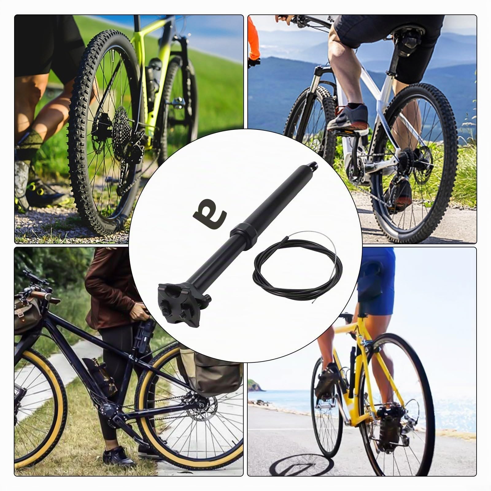 Reggisella regolabile per mountain bike, telescopico, 30,9 mm, in lega di alluminio, con passaggio cavi interni