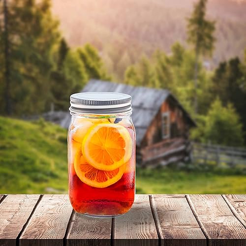 Miniatura 7 de DISCOUNT PROMOS Tarros Mason con tapas, 16 onzas, juego de 10, paquete a granel, frascos de vidrio para avena durante la noche, dulces, frutas,