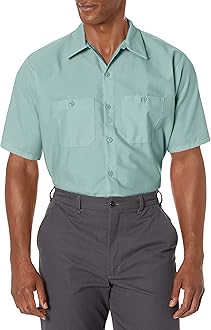 Red KapMen's Industrial Work Shirt, Regular Fit, Short Sleeve