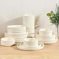Vista 1 de TheTerra Ceramic Dinnerware Sets for 8, 24 Pieces Porcelain Lightweight Plates and Bowls Sets, Scratch Resistant Dish Set, Oven & Microwave &