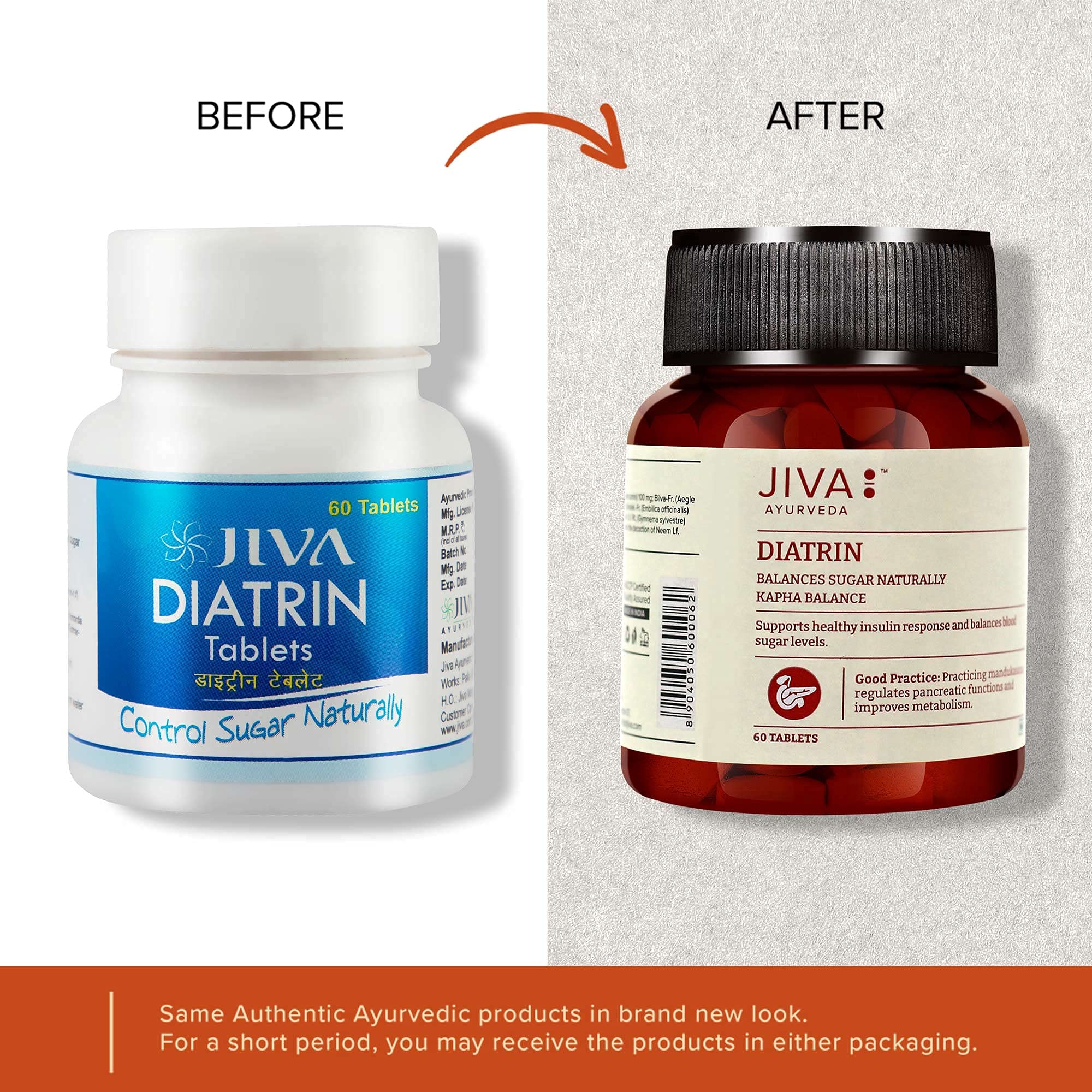 Jiva Diatrin Tablet 500mg 300 Tablet | 100% Pure & Natural | Enriched With the Goodness Of Haridra, Jamun, Bilva, Amalaki & Gudmar | Adults -60 Tablet (Pack of 5) - Image 7 thumbnail