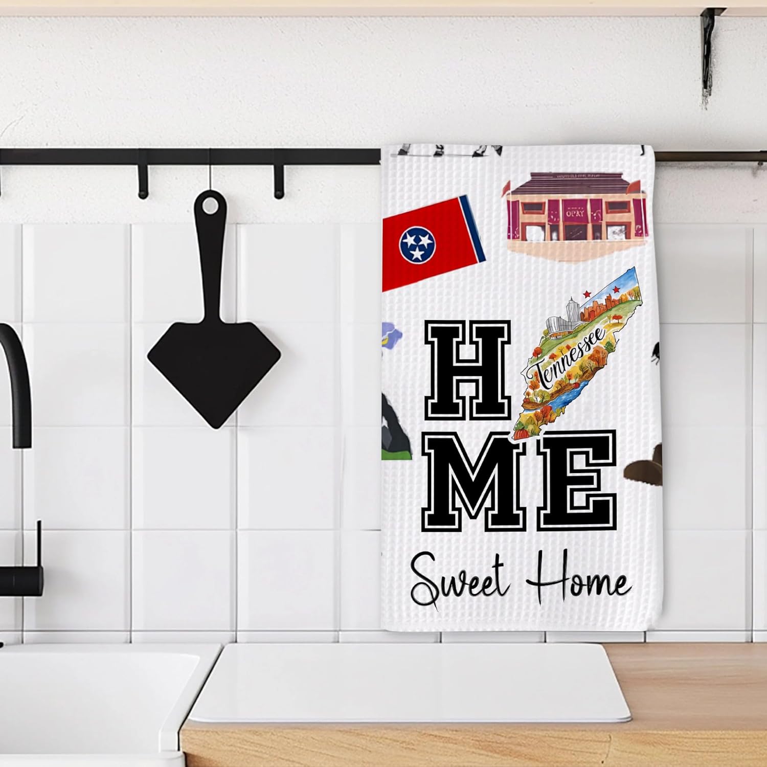 Home Sweet Home Tennessee Kitchen Towel - Housewarming and Homecoming Gifts - Tennessee State Favorite Symbol Dish Towels Gifts for Women Friends for Birthdays Mother's Day and Holidays - Image 2