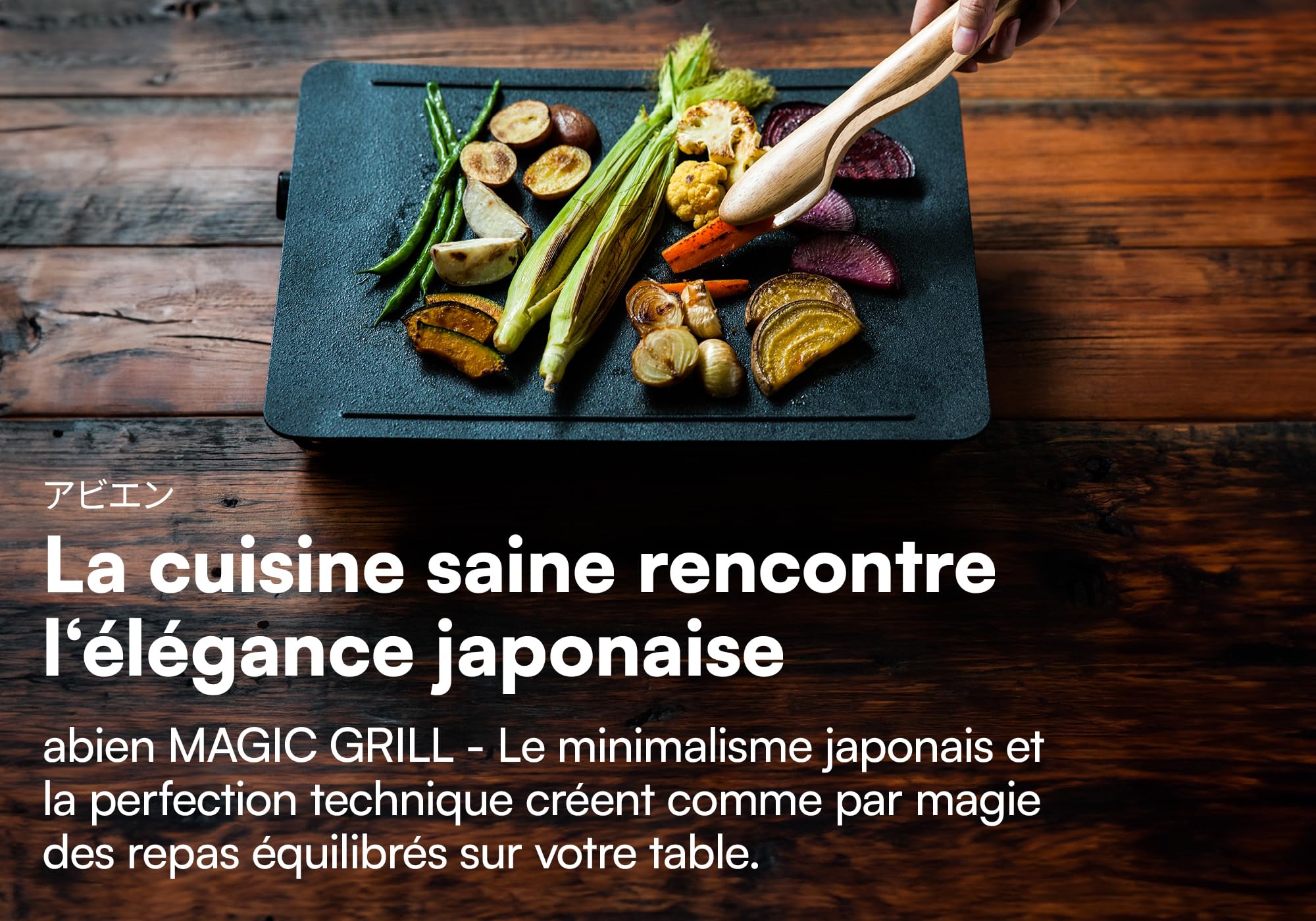 abien MAGIC GRILL – Grill japonais Teppanyaki pour intérieur/extérieur – Température jusqu’à 245 °C – Facile à nettoyer – Revêtement antiadhésif sans PFOA/PFOS