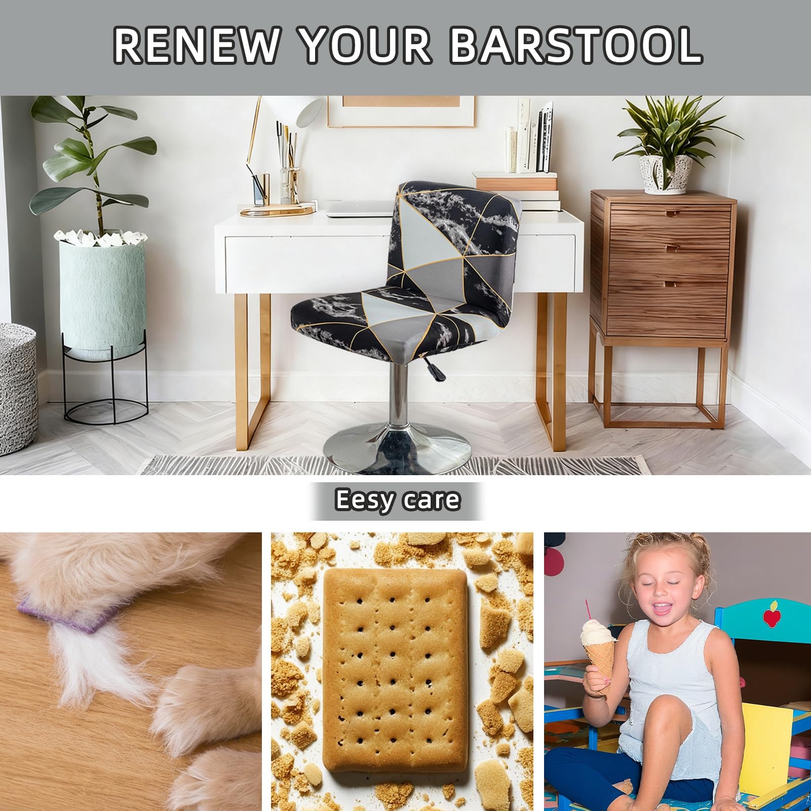 Lot de 4 housses en velours pour tabourets de bar, tabourets de bar, chaises pour la maison, la cuisine, la salle à manger, le comptoir de pub