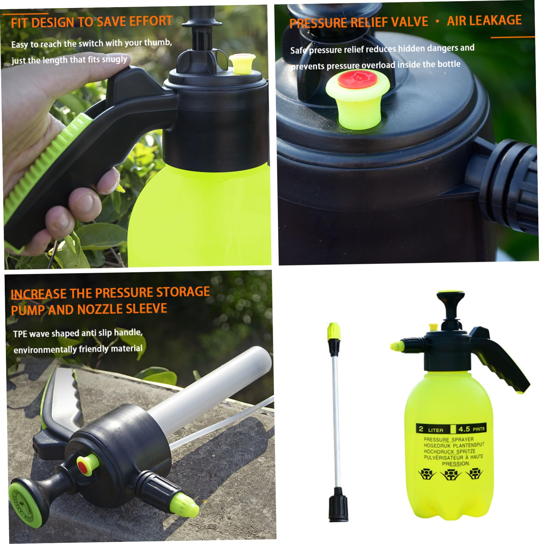 Vidage pulvérisateur de pression du jardin, bouteilles de pulvérisation 2L, flacon pulvérisateur de jardinage, monsieur à la main, pulvérisateur de pression d'action, pulvérisateur pour tueur de mauv