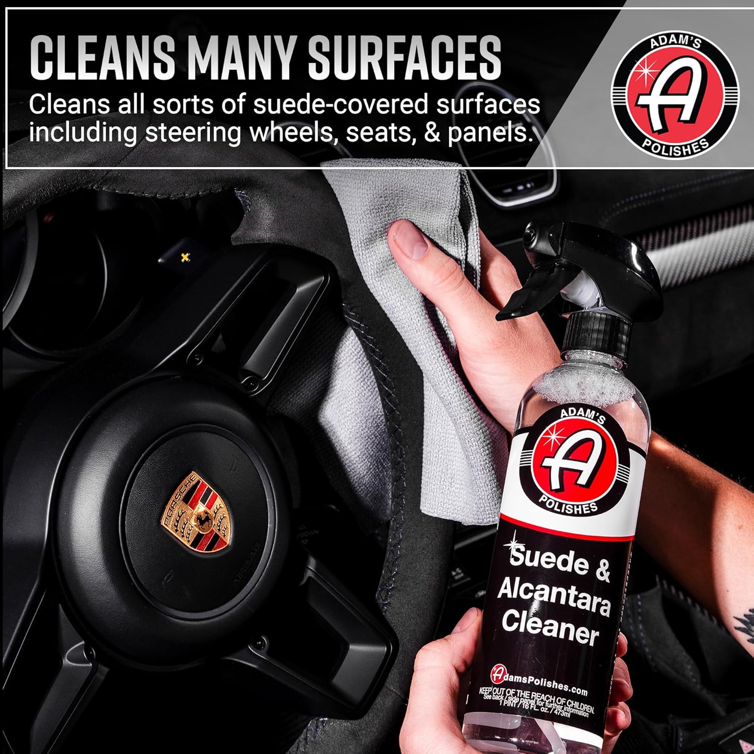Adam's Suede Cleaning & Protection Kit - Professional Automotive Suede Cleaner & Fabric Protector Spray for Car Interiors, Upholstery, Shoes, Clothing, Removes Stains & Refreshes Suede Material