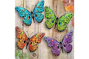 4-Pack Metal Butterfly Fence Wall Art for Outdoor and Indoor Spaces