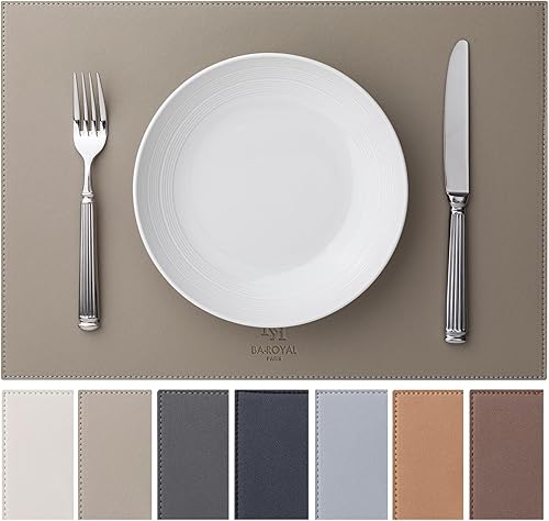 Miniatura 22 de Manteles individuales de cuero sintético juego de 6, manteles individuales de vinilo lavables y limpiables para mesa de cocina y comedor,