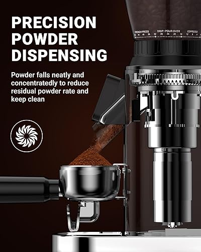 Miniatura 3 de AMZCHEF Molinillo de café, molinillo de granos de café para uso doméstico con molienda precisa, panel de control LED, soporte de embudo desmontable,