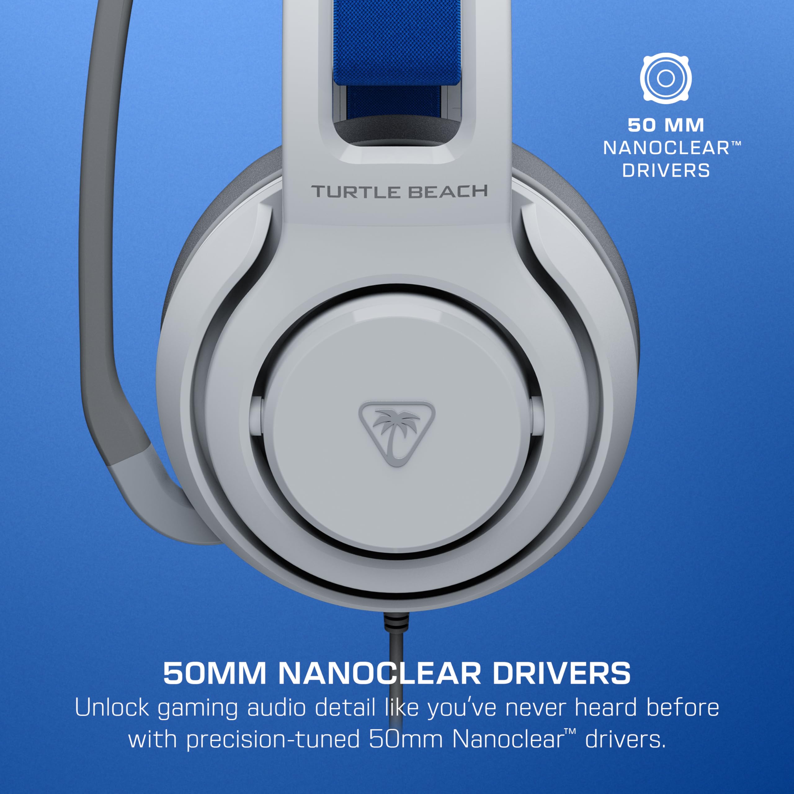 Turtle Beach Atlas 200 Blanco Auriculares de Juego con Cable con Licencia Oficial para PlayStation, PS5, PS4, transductores Nanoclear de 50 mm, micrófono con función de Silencio al abatir