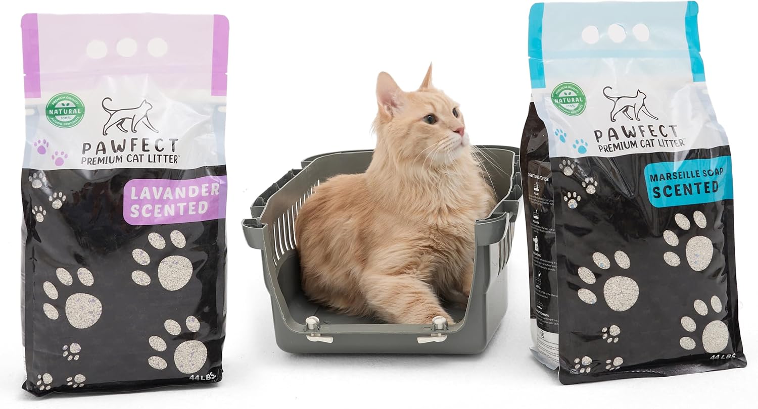 Lavender Scented Clumping Cat Litter – 37.8 lb / 20L, Lightweight, Dust-Free, Odor Control, Turkish Bentonite