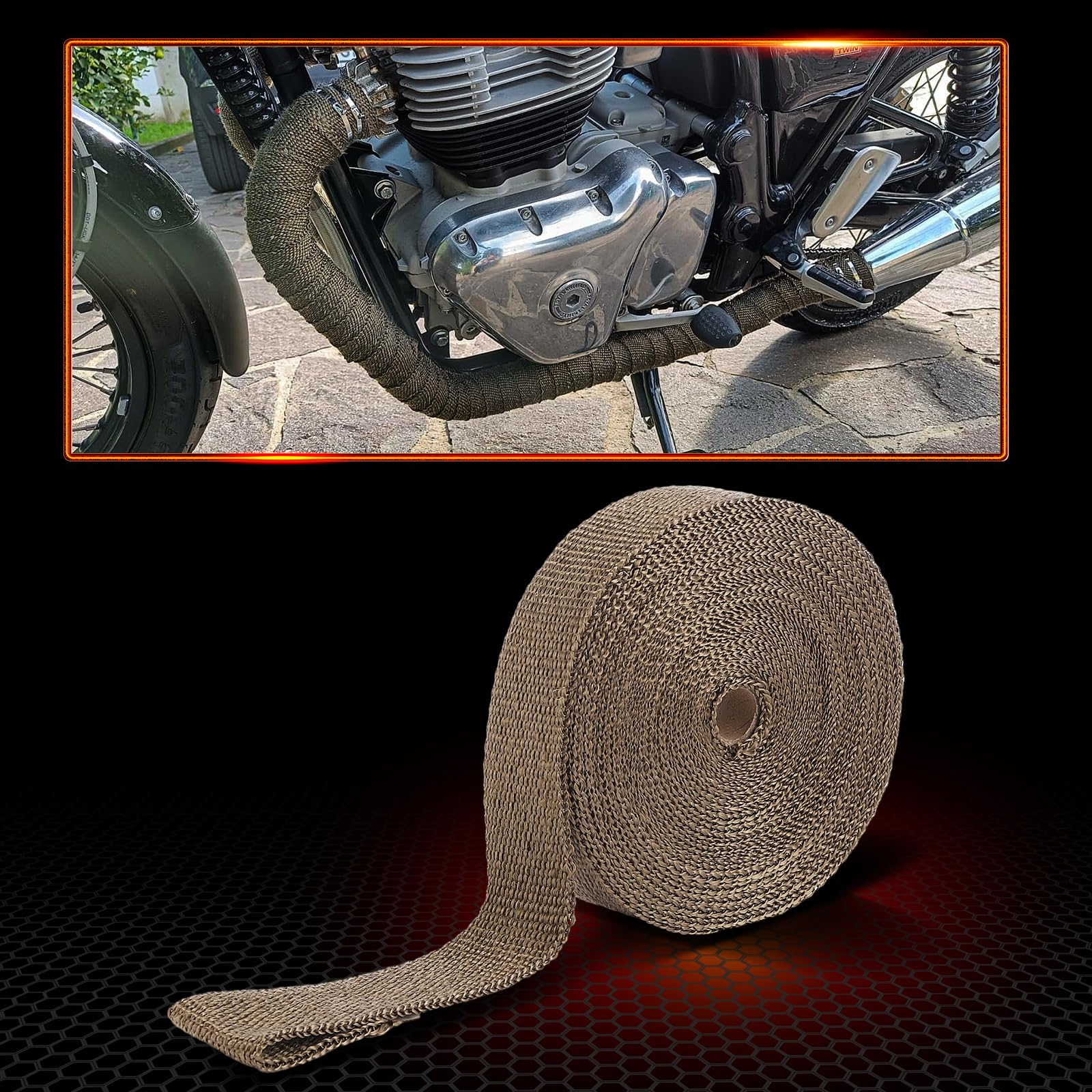 20M*5CM Hitzeschutzband Basaltfaser mit 10 Kabelbinder Edelstahl, Hitzeschutzband Auspuff für Fächerkrümmer Thermoband Krümmerband Auto Motorrad Auspuff (Titanium)