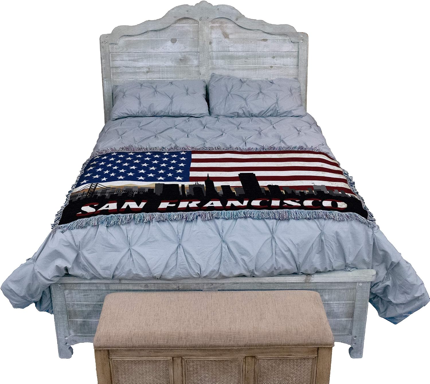 Pure Country Weavers California - San Francisco - City American Flag Blanket - Gift Tapestry Throw for Back of Couch or Sofa - Woven from Cotton - Made in the USA (61x36)