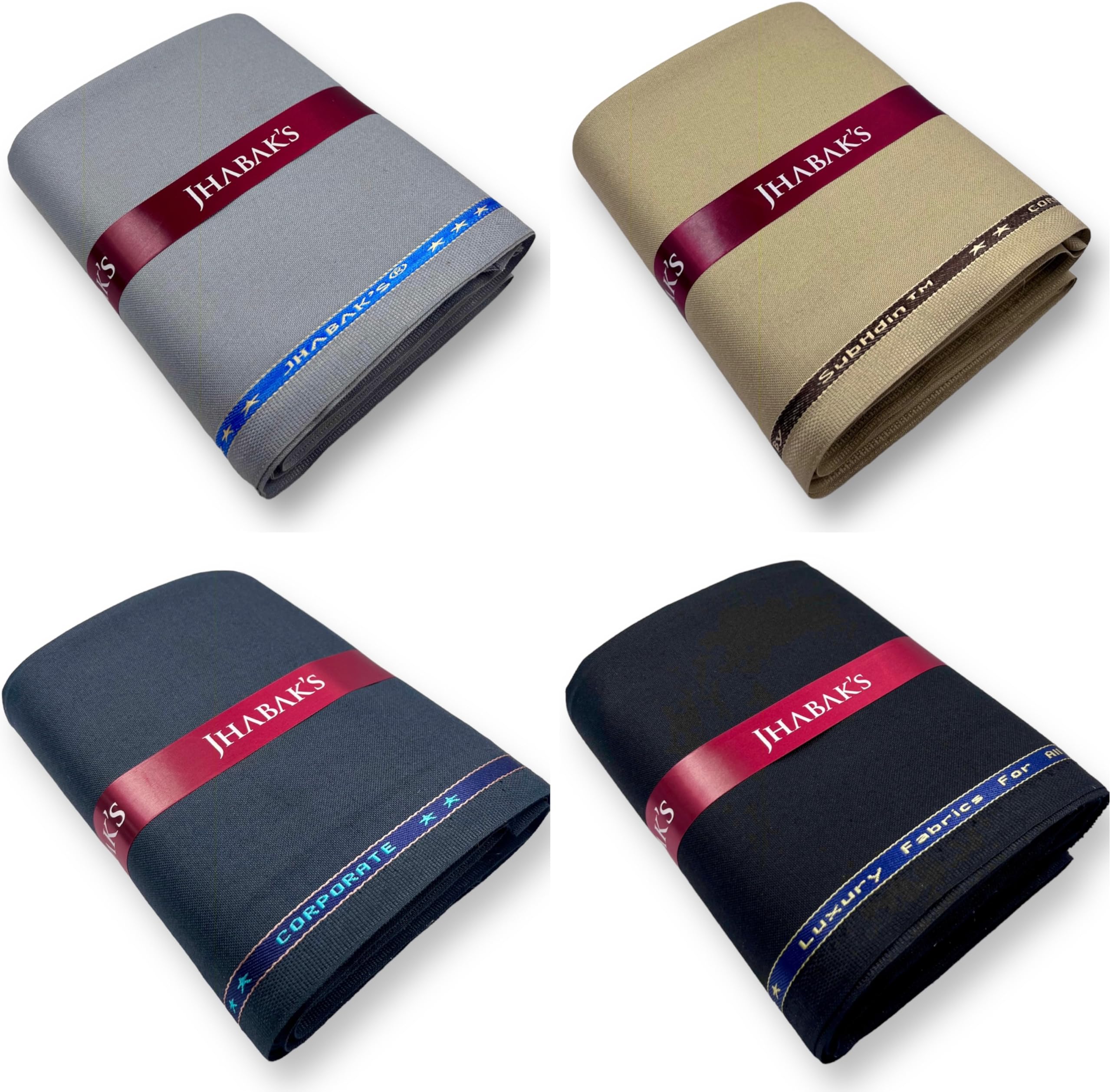 JHABAK'S Unstitched Viscose Rayon Self Design Trouser Fabric - 1.30 M (Pack of 4) N-picture-35