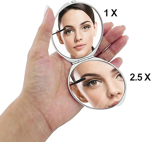 Miniatura 6 de MADDesign - Espejo de maquillaje compacto de madDesign con diseño de nácar y aumentar las flores de mariposa, rosa y amarillo