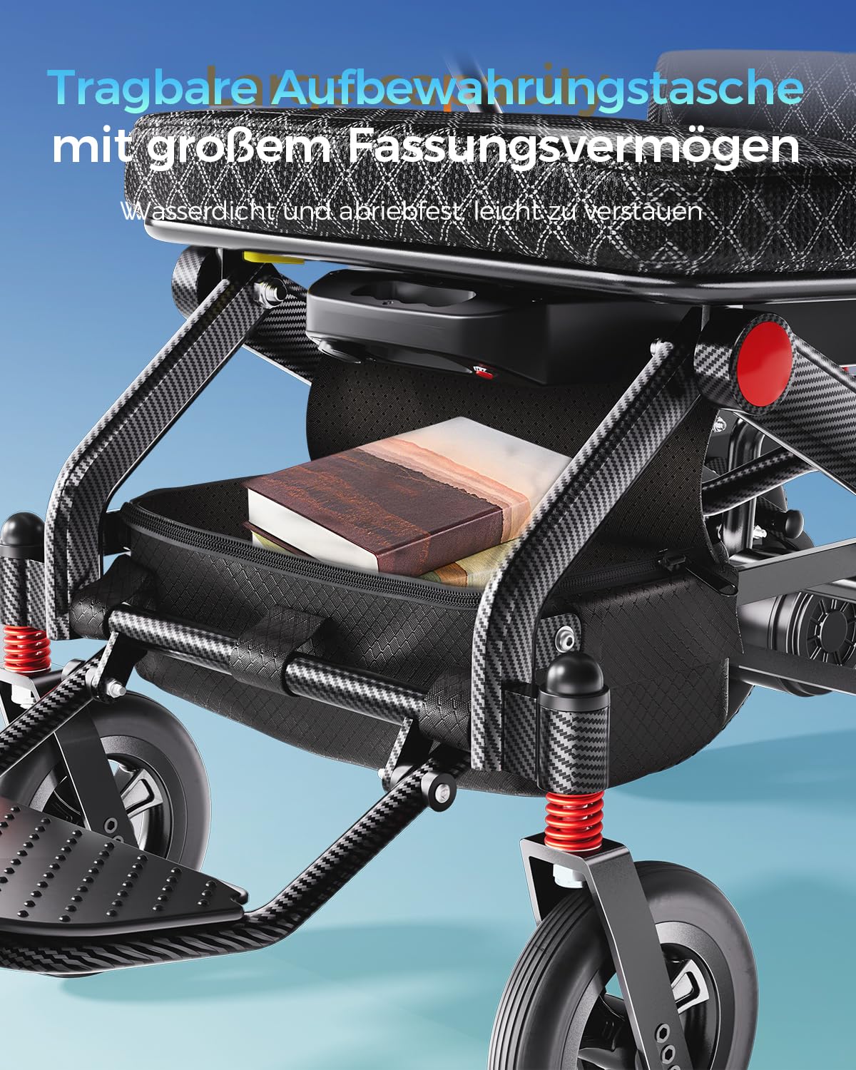 19KG Klappbar Ultraleichter Elektrischer Rollstuhl mit 20Ah Lithium-Akku | Reichweite 25 km, Zuhause & Außenbereich, Elektrische Rollstuhl aus Aluminium