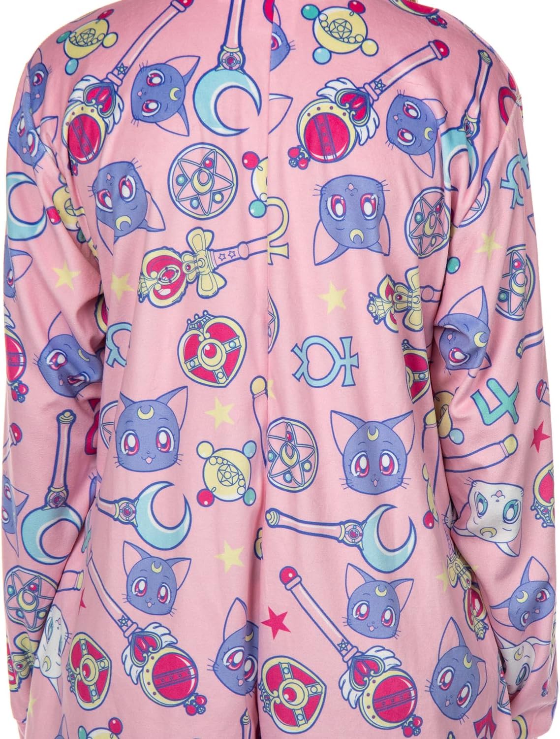 Bioworld Sailor Moon Anime Manga Women's Wands Luna Artemis Hooded Zip Up Union Suit Pajama