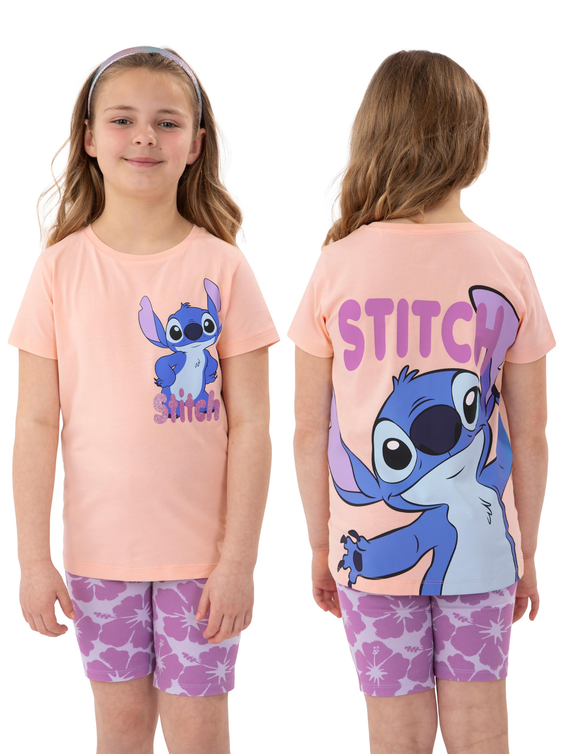 Disney Lilo And Stitch Girls Tshirt & Shorts Outfit, Ages 5 To 13 Years
